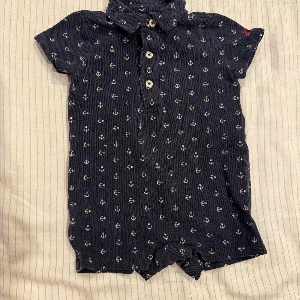 Navy Anchor Polo Romper